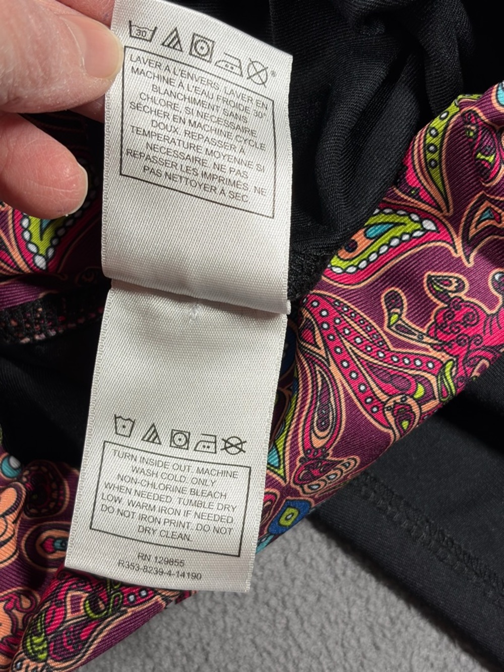 Disney Parks Black Capri Leggings with Pink Purple Mickey Patterned Waistband - Picture 8 of 10